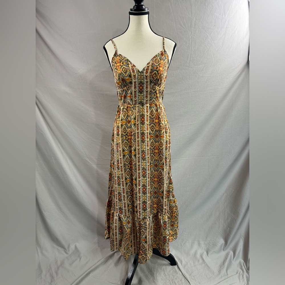 Boho Graphic Print Ruffle Hem Cami Dress - Picture 6 of 8